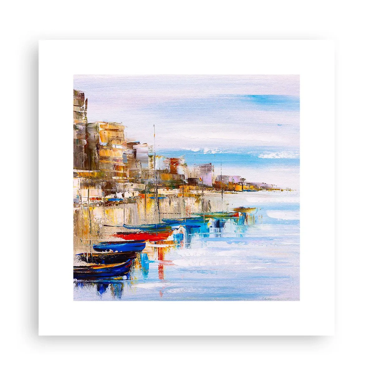 Affisch - Flerfärgad urban hamn - 30x30 cm