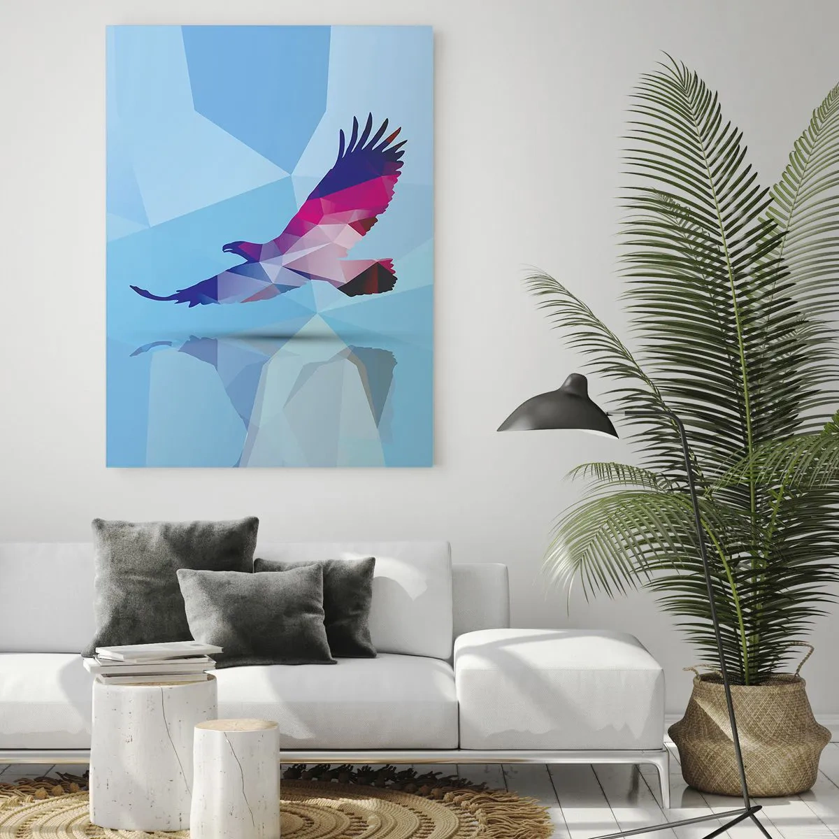 Glastavla - Bild på glas - Örn i lila kristall - 70x100 cm