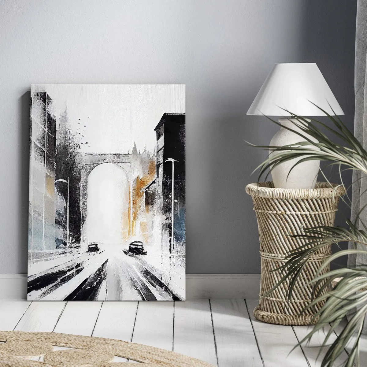 Canvastavla - Bild på duk - Stadsstudie: arkitektur och rörelse - 50x70 cm