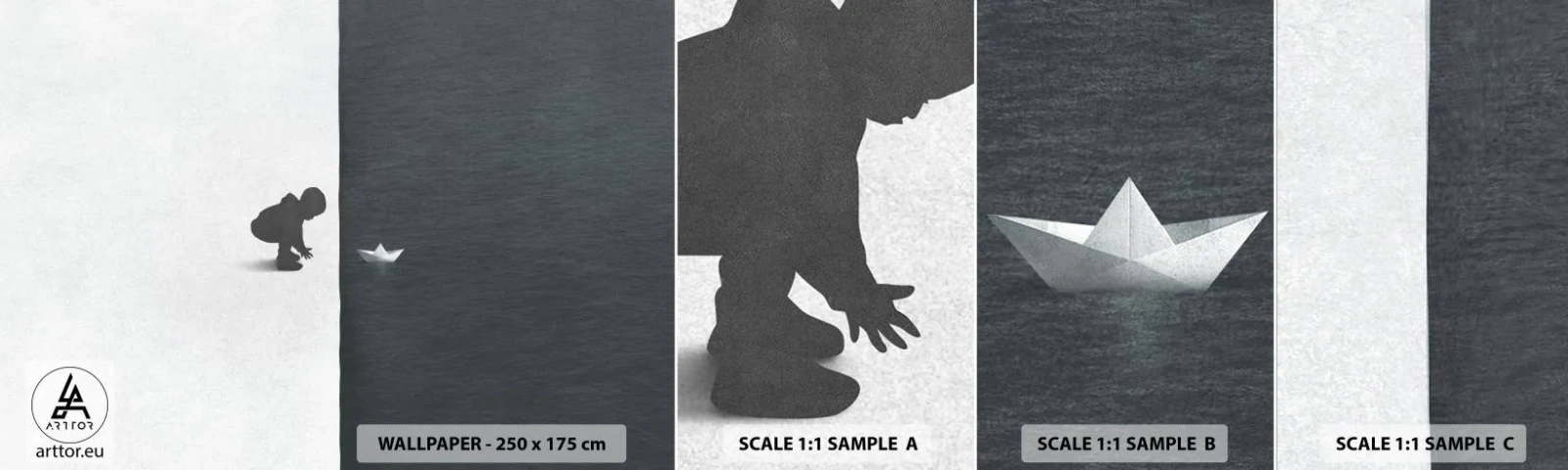 Fototapet Prov Standard Eco - En stor expedition - Unge, Svartvitt, Vatten - 100x30 cm