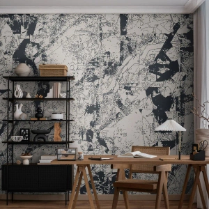 Fototapet Premium Canvas - Motsatsernas interpenetration - Abstraktion, Bit, Collage - 300x210 cm