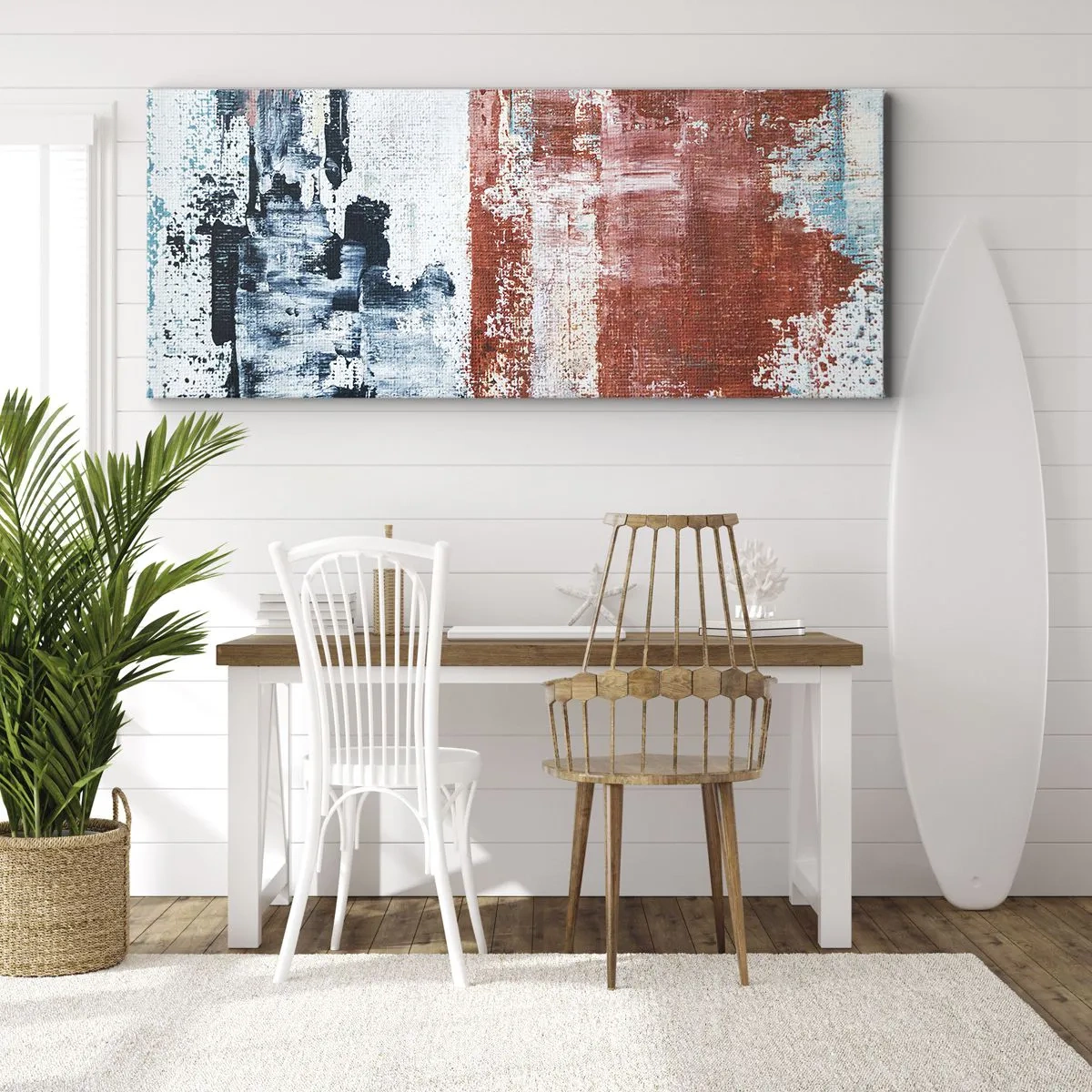 Canvastavla - Bild på duk - Abstrakt halvt om halvt - 160x50 cm