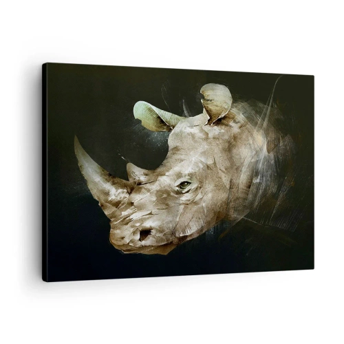 Canvastavla - Bild på duk - Porträtt av en noshörning i konstnärlig form - 70x50cm - Riktigt manlig kraft - Modern väggdekoration för vardagsrum och sovrum ARTTOR