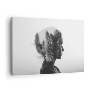 Canvastavla - Bild på duk - Ett subtilt porträtt med inslag av naturen - 70x50cm - Furuskogens härskarinna - Modern väggdekoration för vardagsrum och sovrum ARTTOR