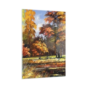 Glastavla - Bild på glas - Landskap i guld och brons - 50x70 cm