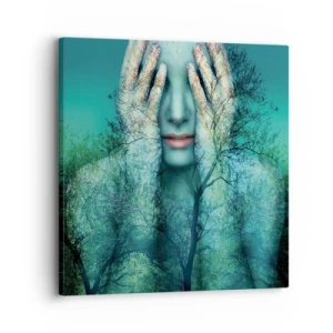 Canvastavla - Bild på duk - Doppad i blått - 30x30 cm