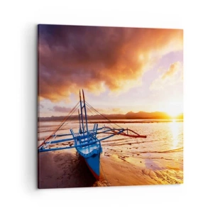 Canvastavla - Bild på duk - Lägga sig på sanden efter hela dan - 50x50 cm