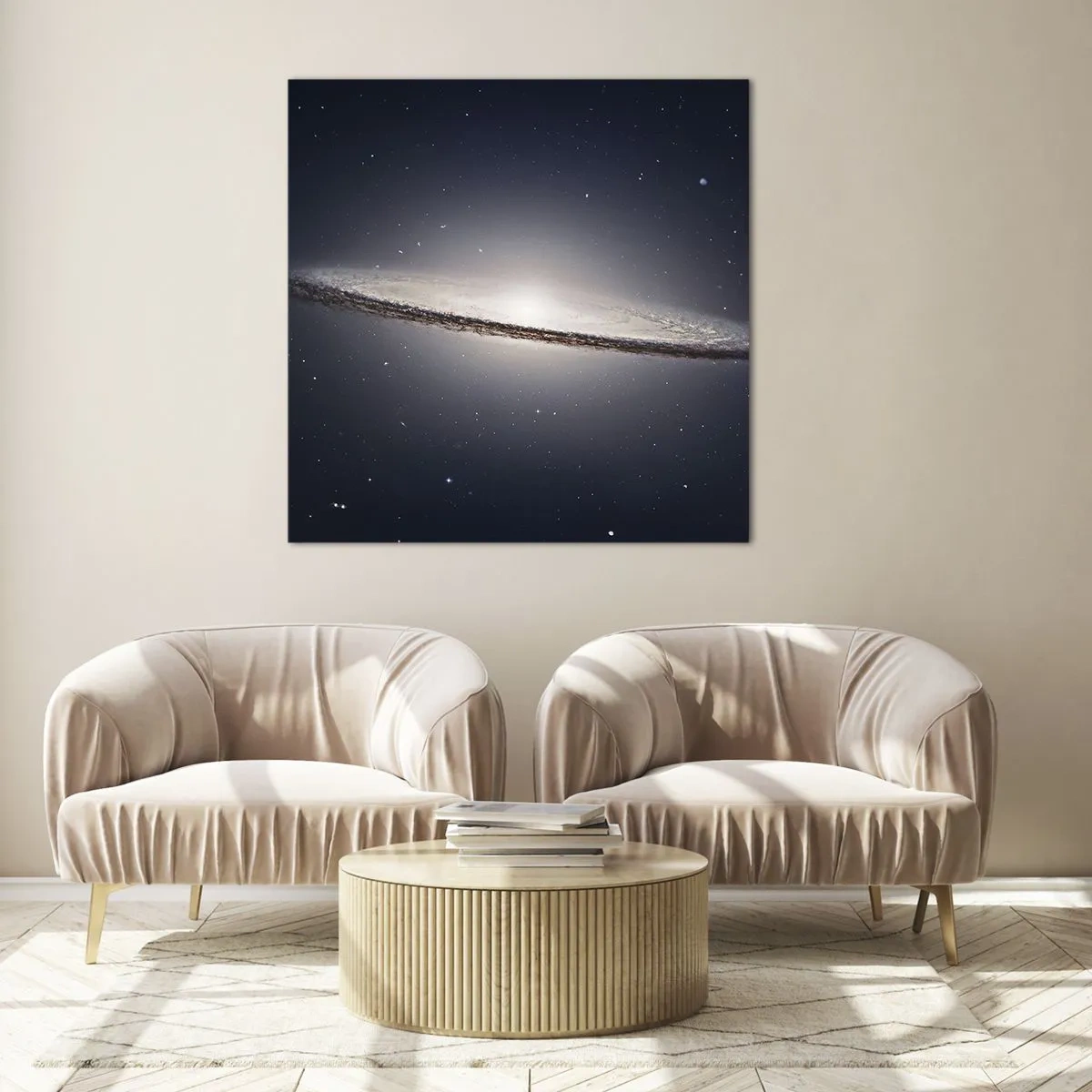Glastavla - Bild på glas - En gång i en galax långt, långt borta.... - 60x60 cm
