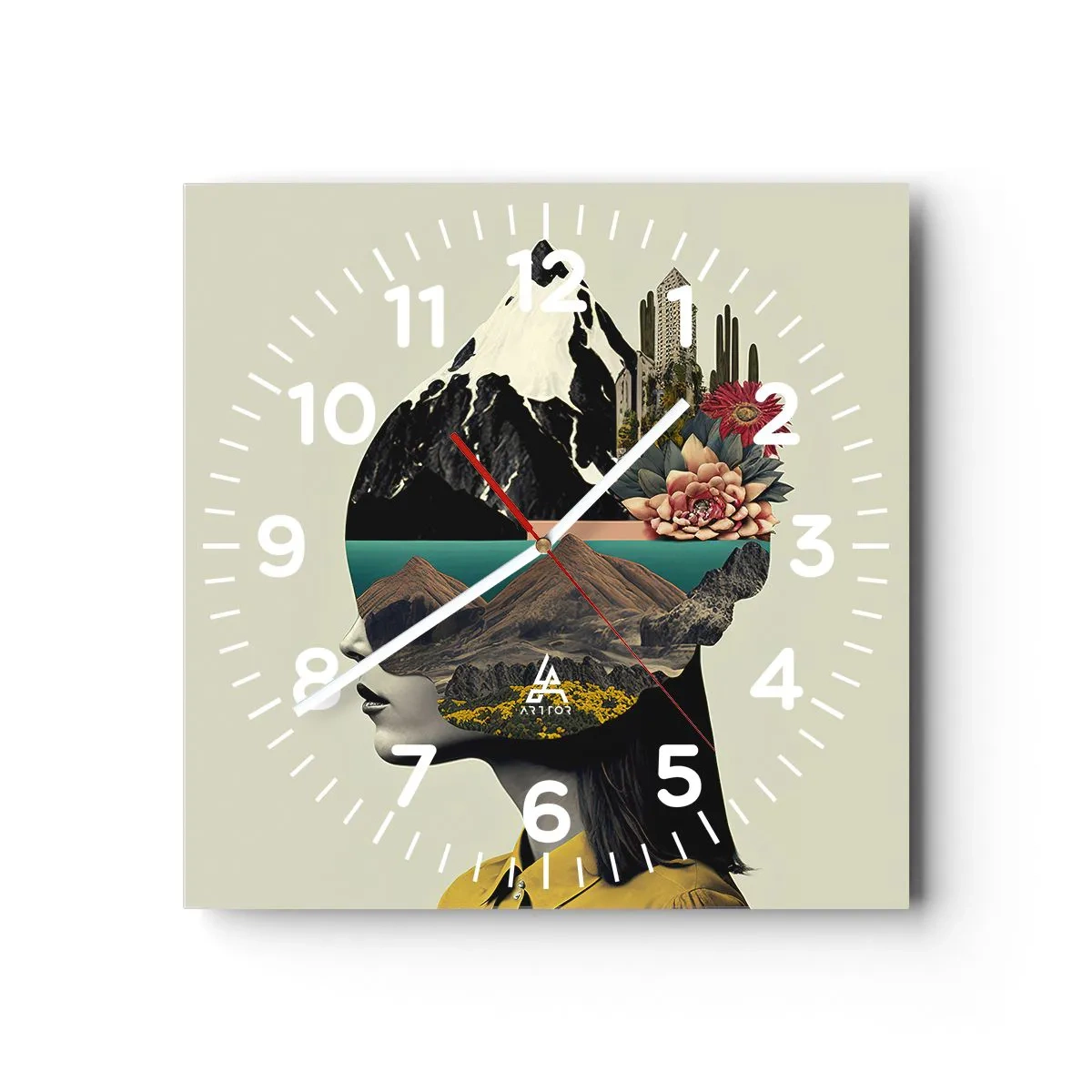 Väggklocka - Klocka på glas - Kvinnan - alltid ett mysterium - 30x30 cm