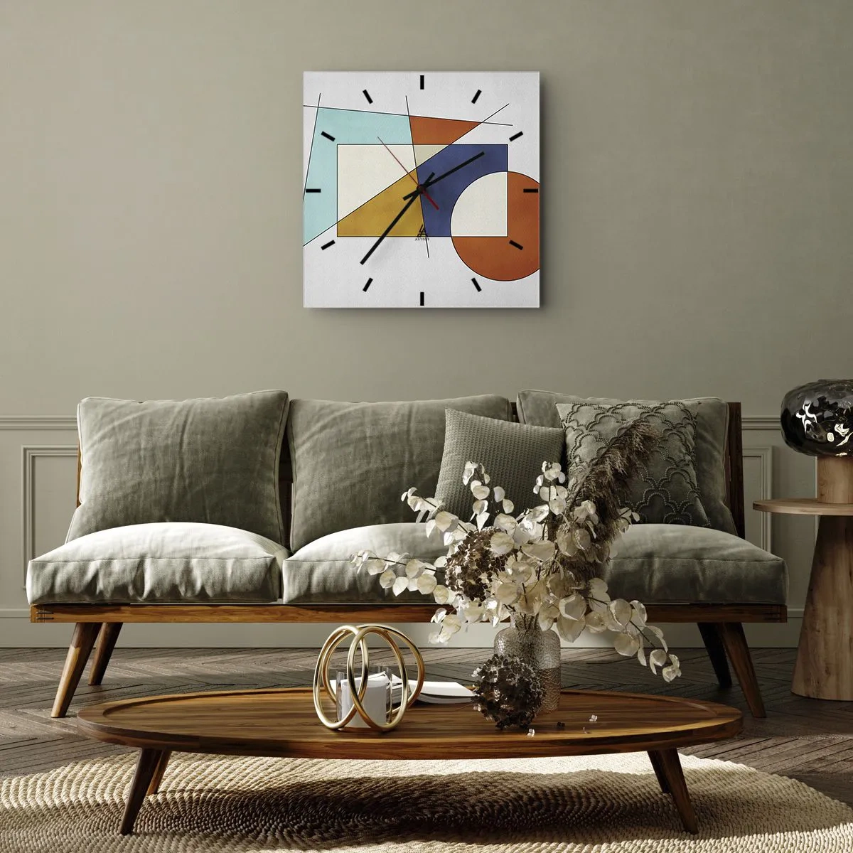 Väggklocka - Klocka på glas - Abstraktion: modernistiskt nöje - 30x30 cm