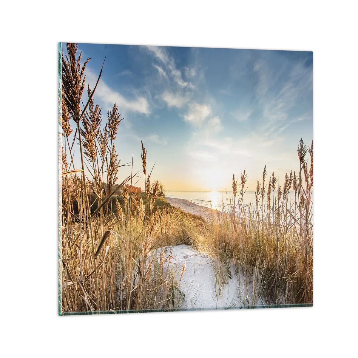 Glastavla - Bild på glas - Nordlig strand - 30x30 cm
