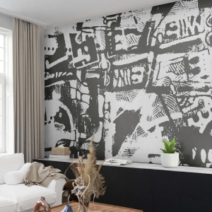 Självhäftande Fototapet Deluxe Sticker - Ordning eller kaos? - Abstraktion, Grafik, Bit - 350x256 cm