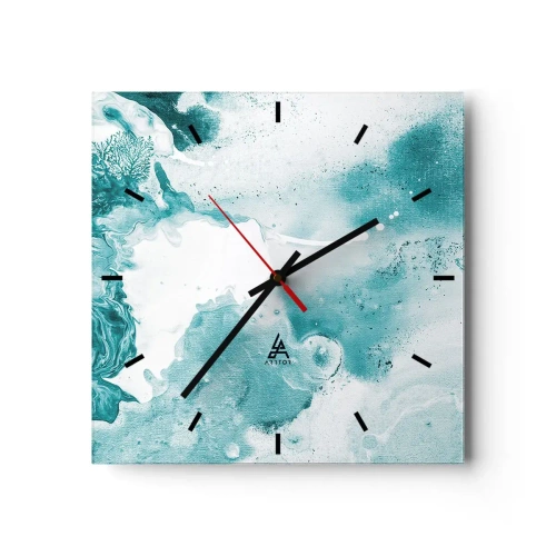 Väggklocka - Klocka på glas - Blåa laguner - 30x30 cm
