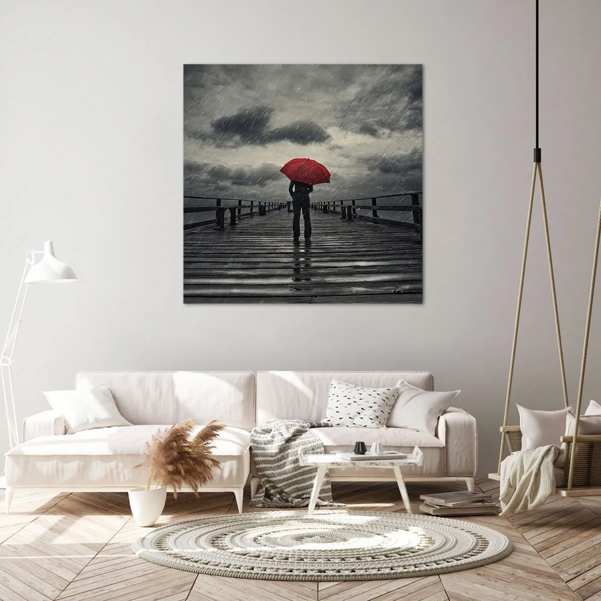 Canvastavla - Bild på duk - Det gör inget att det regnar - 60x60 cm