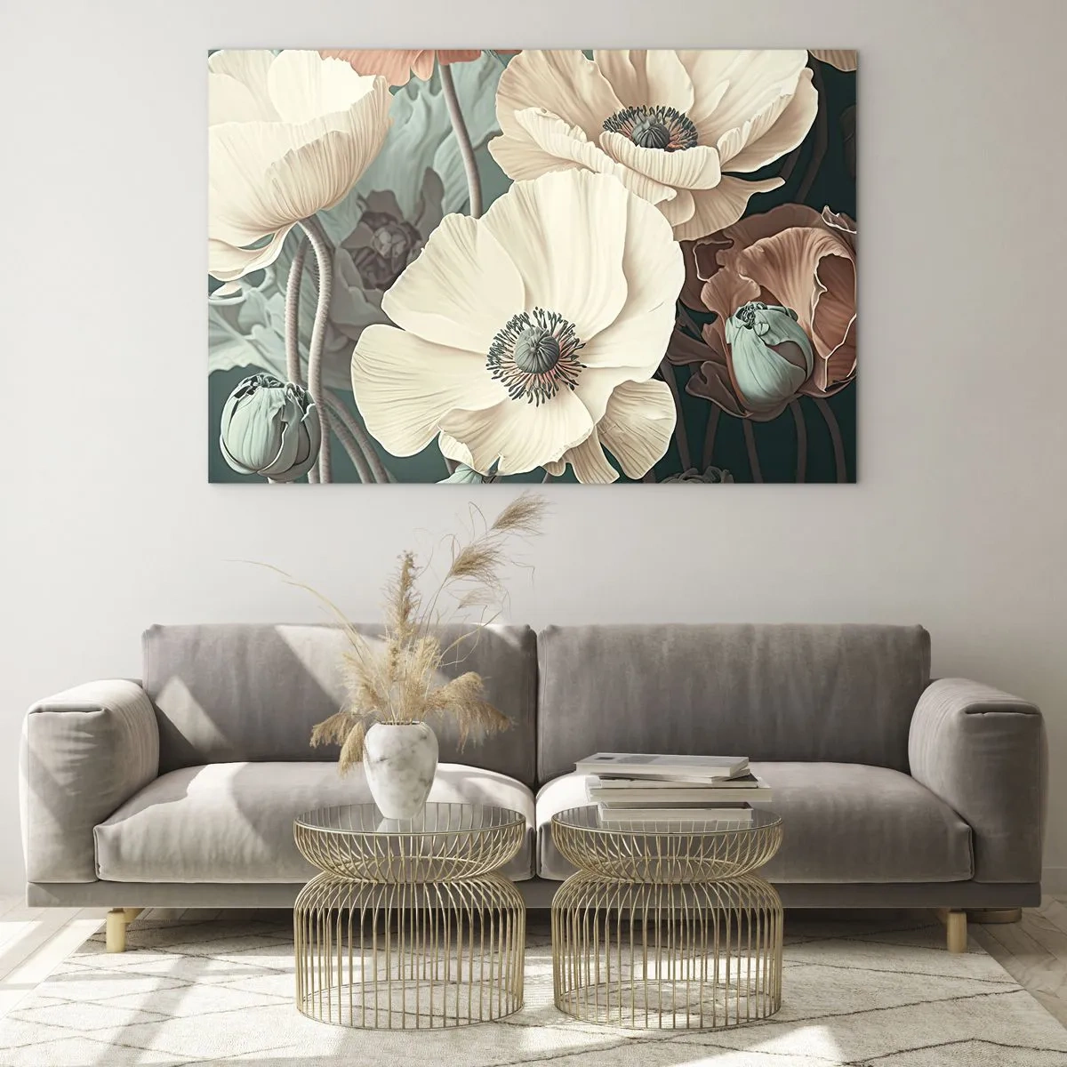 Glastavla - Bild på glas - Viskningar av vallmo - 70x50 cm