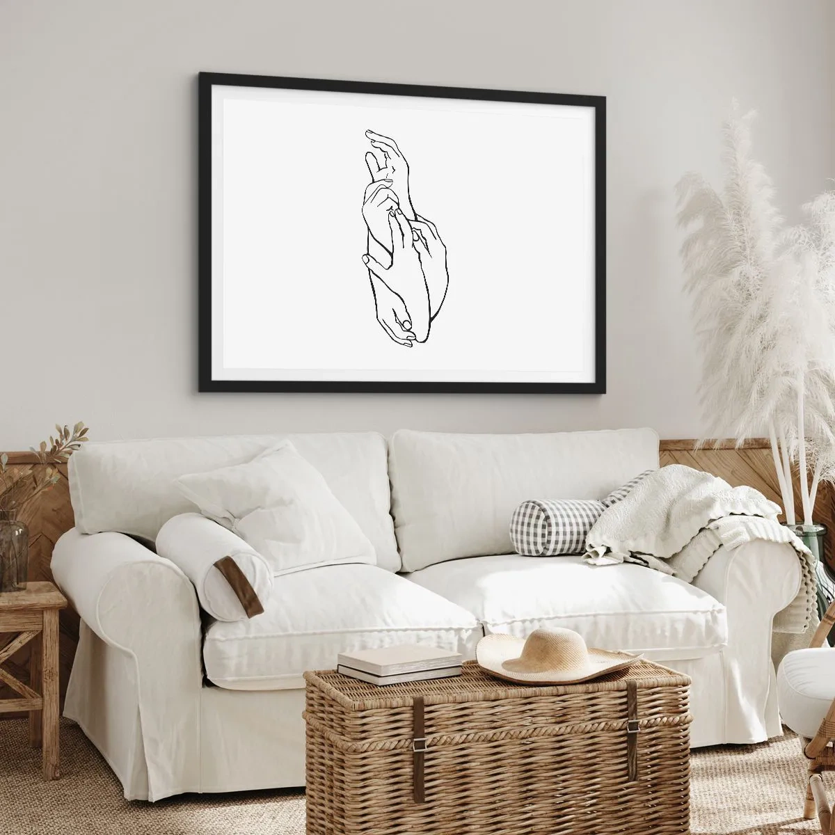 Affisch i svart ram - Hand i hand - 50x40 cm