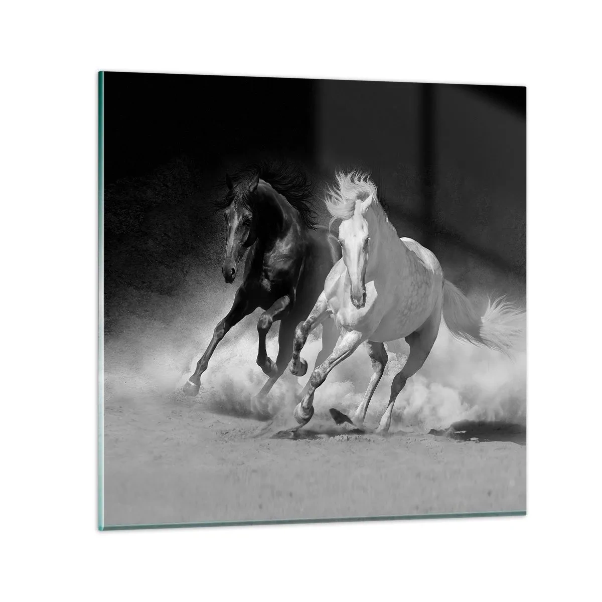 Glastavla - Bild på glas - Frihetens galopp - 40x40 cm
