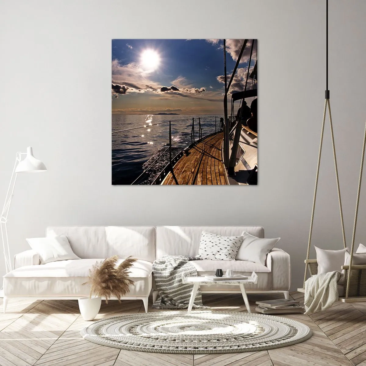 Canvastavla - Bild på duk - Under seglen mot solen - 70x70 cm