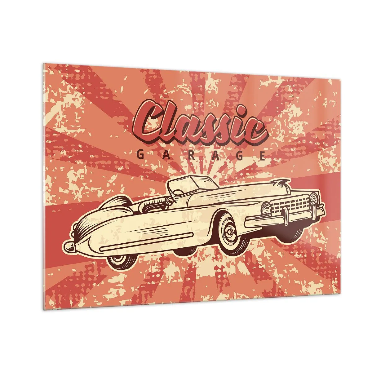 Glastavla - Bild på glas - De spelar Elvis på radion - 100x70 cm