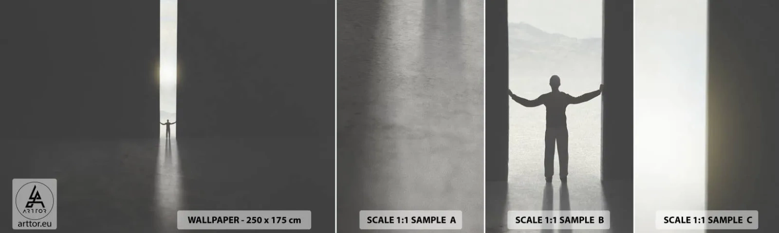 Fototapet Prov Standard Eco - Ett steg mot den ljusa framtiden - Abstraktion, Man, Bit - 100x30 cm
