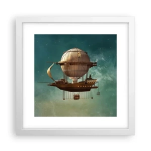 Affisch i vit ram - Jules Verne hälsar - 30x30 cm