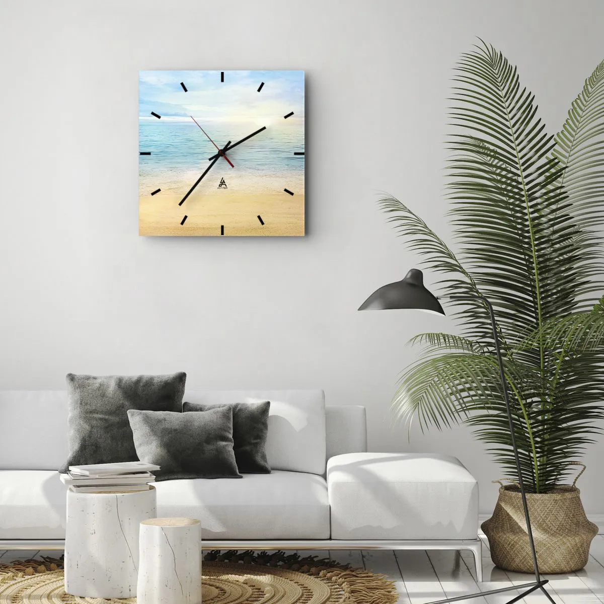 Väggklocka - Klocka på glas - Det stora blåa - 30x30 cm