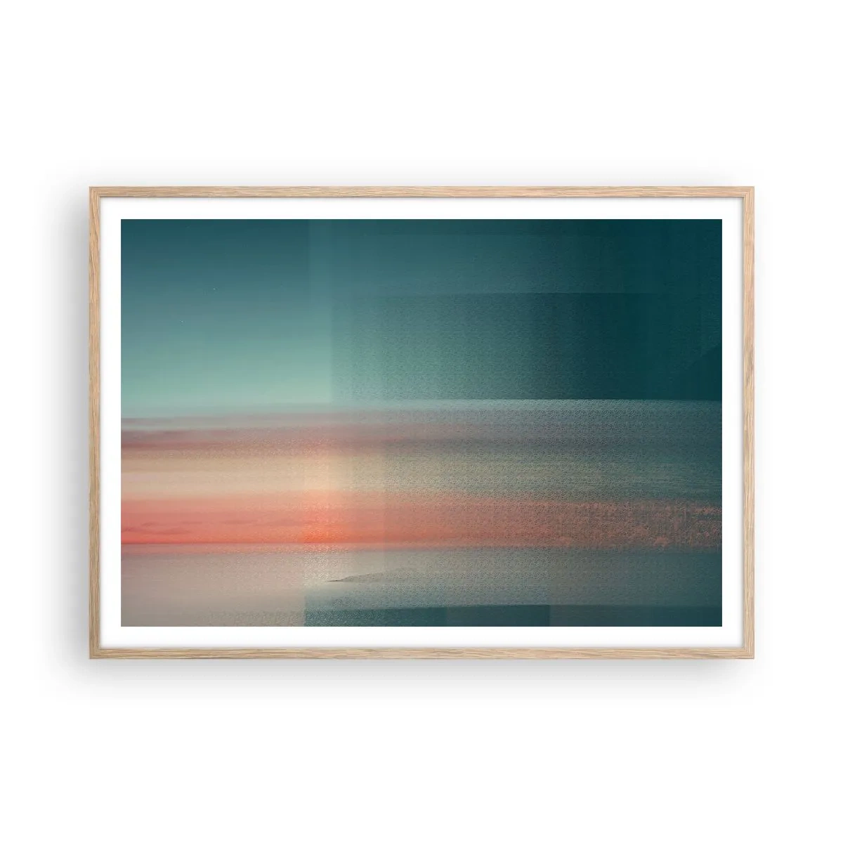 Affisch i ram av ljusek - Abstraktion: ljusvågor - 100x70 cm