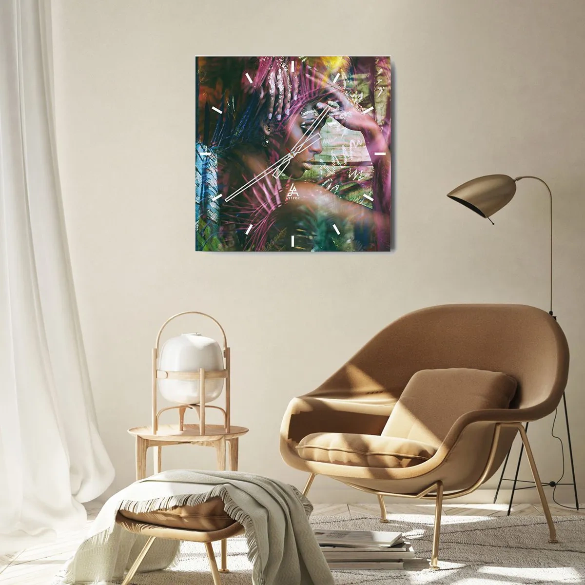 Väggklocka - Klocka på glas - Moder Naturen i djungeln - 30x30 cm