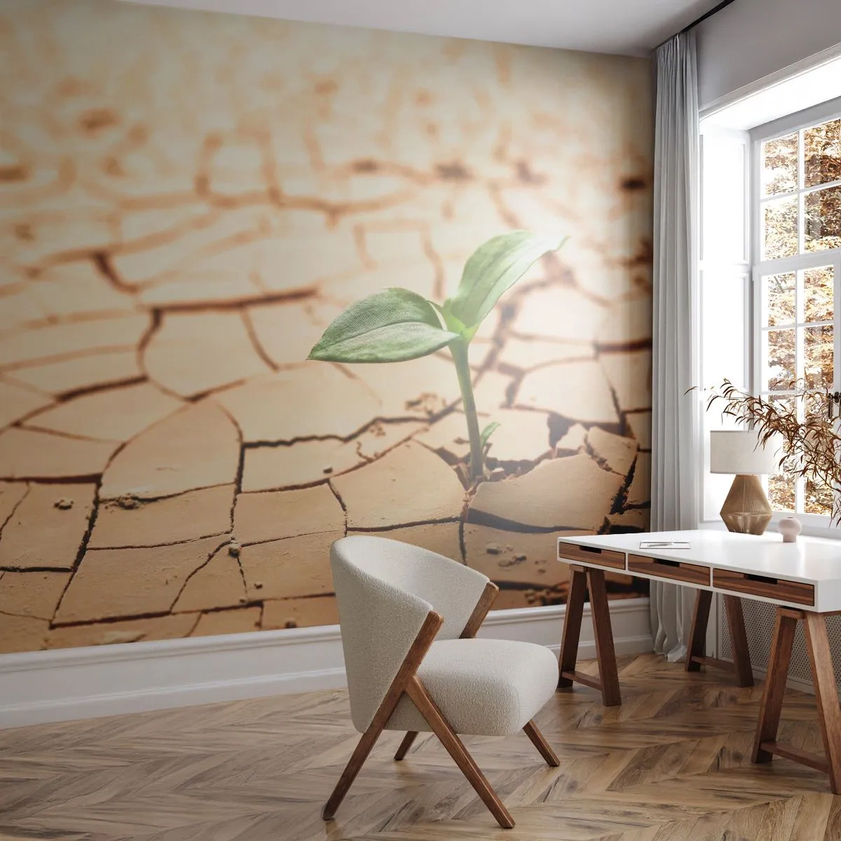 Fototapet Premium Sand - Obesegrad livskraft - Natur, Växt, Torka - 450x315 cm