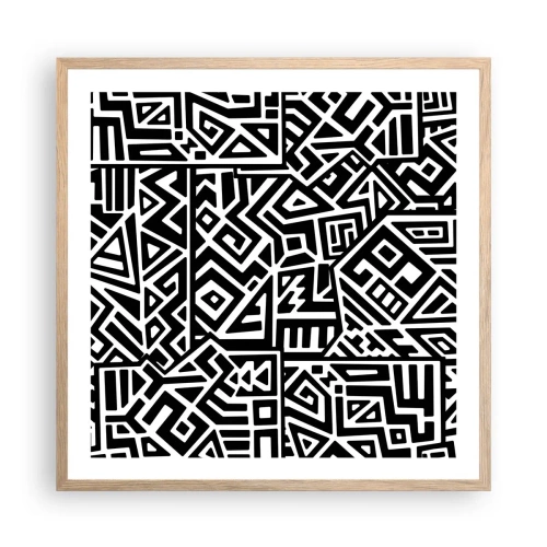 Affisch i ram av ljusek - Prekolumbisk komposition - 60x60 cm