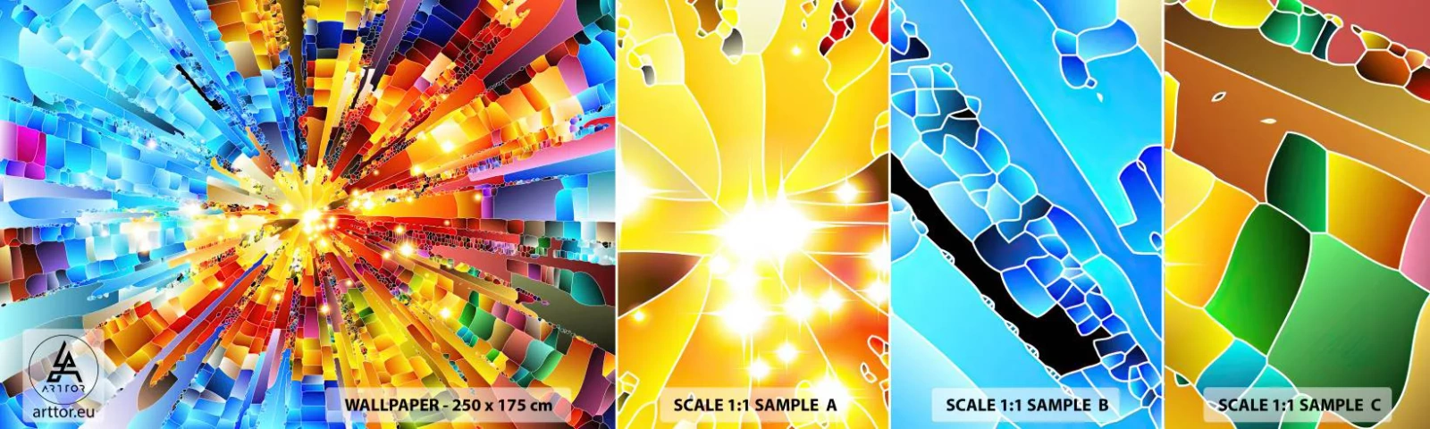 Provbit av självhäftande fototapet Deluxe Sticker - In medias res - Abstraktion, Bit, 3D - 100x30 cm