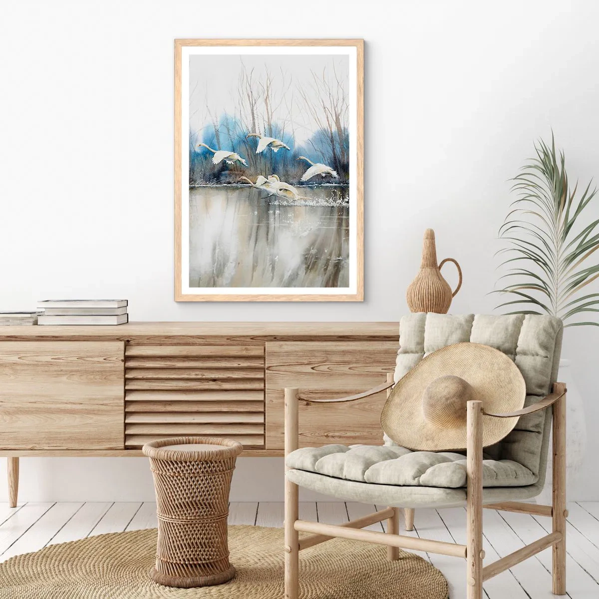 Affisch i ram av ljusek - Som i en saga om vilda svanar - 70x100 cm