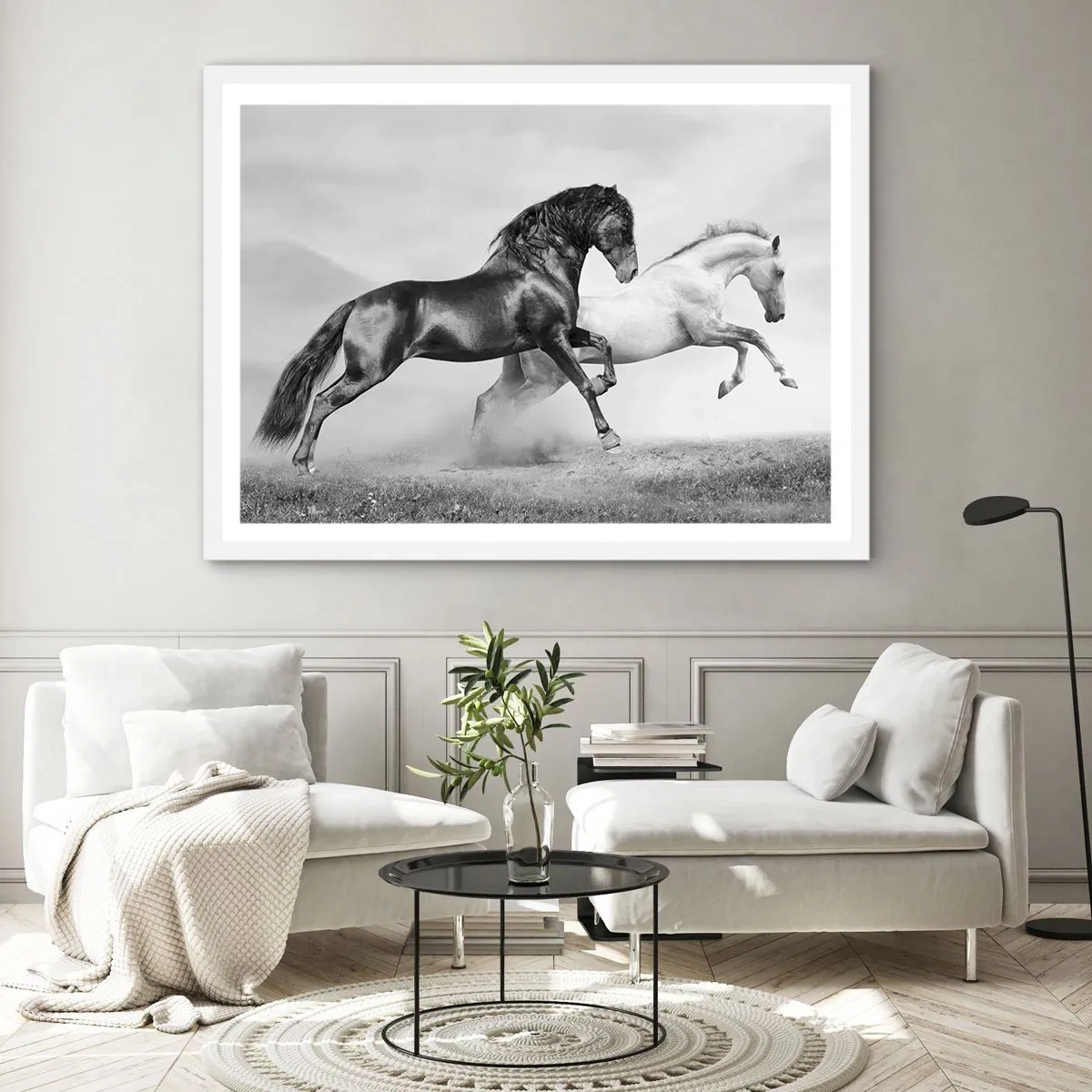 Affisch i vit ram - Änglar och demoner - 100x70 cm