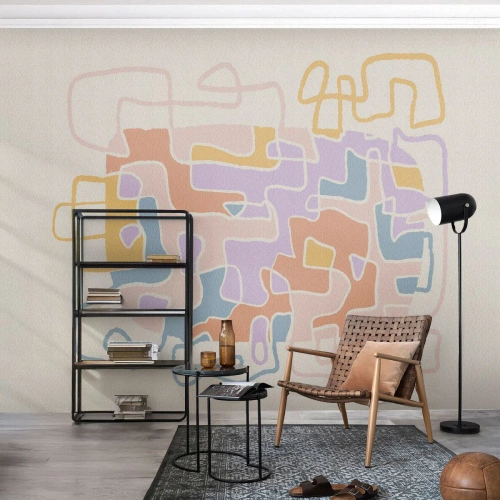 Fototapet Standard Eco - Labyrint - ett glädjefyllt äventyr - Minimalism, Pastell, Rader - 500x350 cm