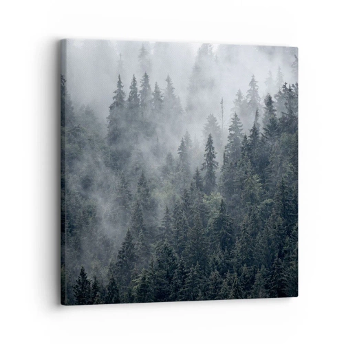Canvastavla - Bild på duk - Gryning i skogen - 30x30 cm