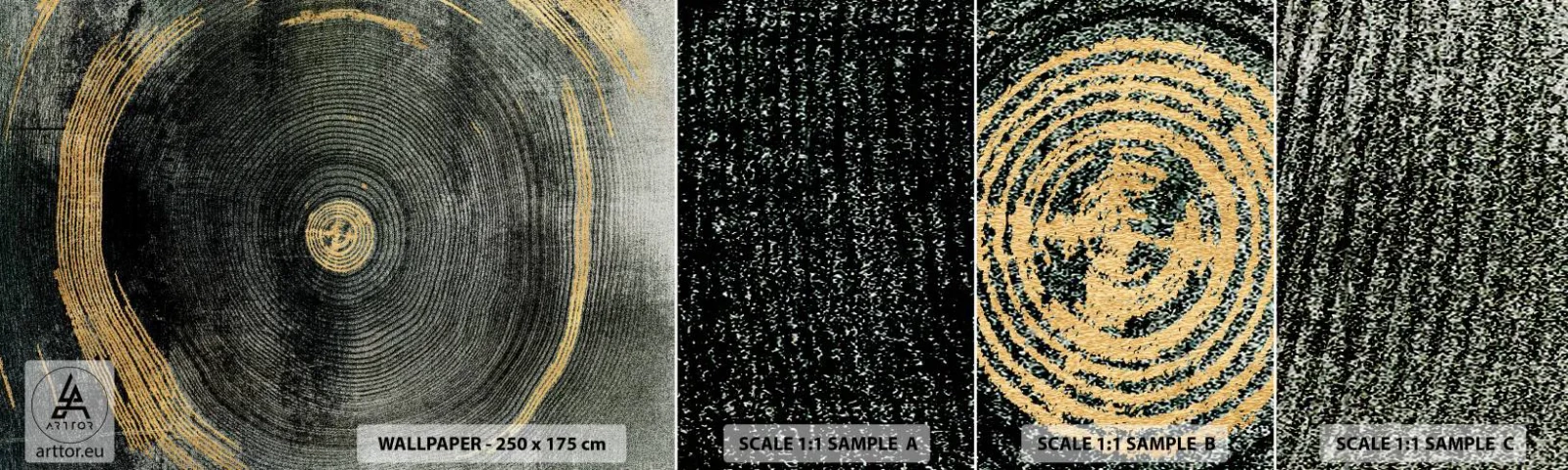 Fototapet Prov Standard Eco - Förändring och varaktighet - Mörk, Trä, Art déco - 100x30 cm