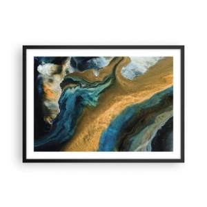 Affisch i svart ram - Blå – gul – ömsesidiga influenser - 70x50 cm