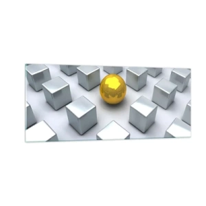 Glastavla - Bild på glas - Varför jag? Geometrisk komposition - 100x40 cm