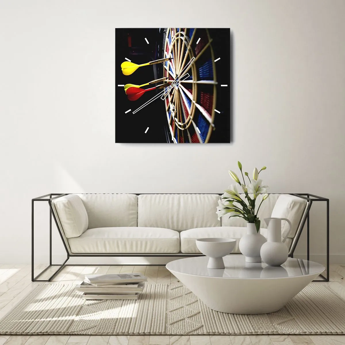 Väggklocka - Klocka på glas - Mitt i prick - 30x30 cm