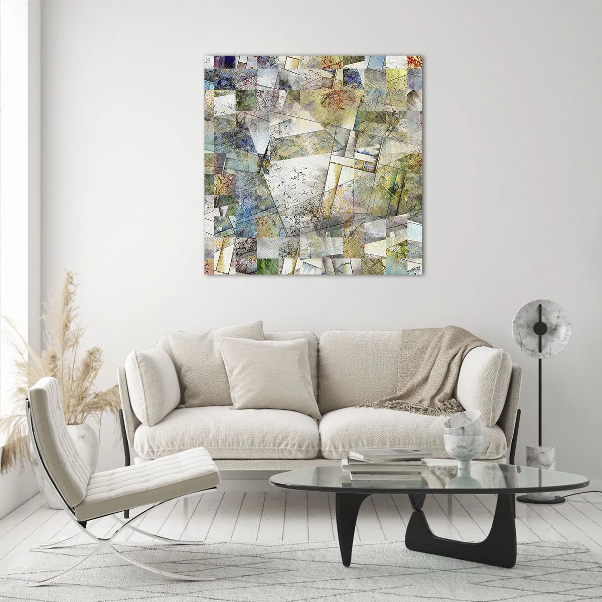 Glastavla - Bild på glas - Geometrisk omblandning - 50x50 cm