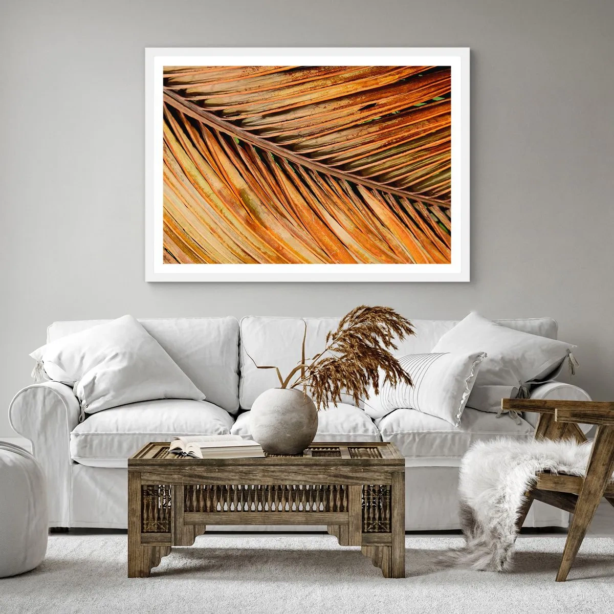 Affisch i vit ram - Kokosguld - 40x40 cm