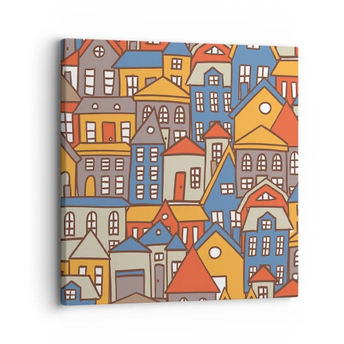Canvastavla - Bild på duk - Hus bakom hus - 30x30 cm