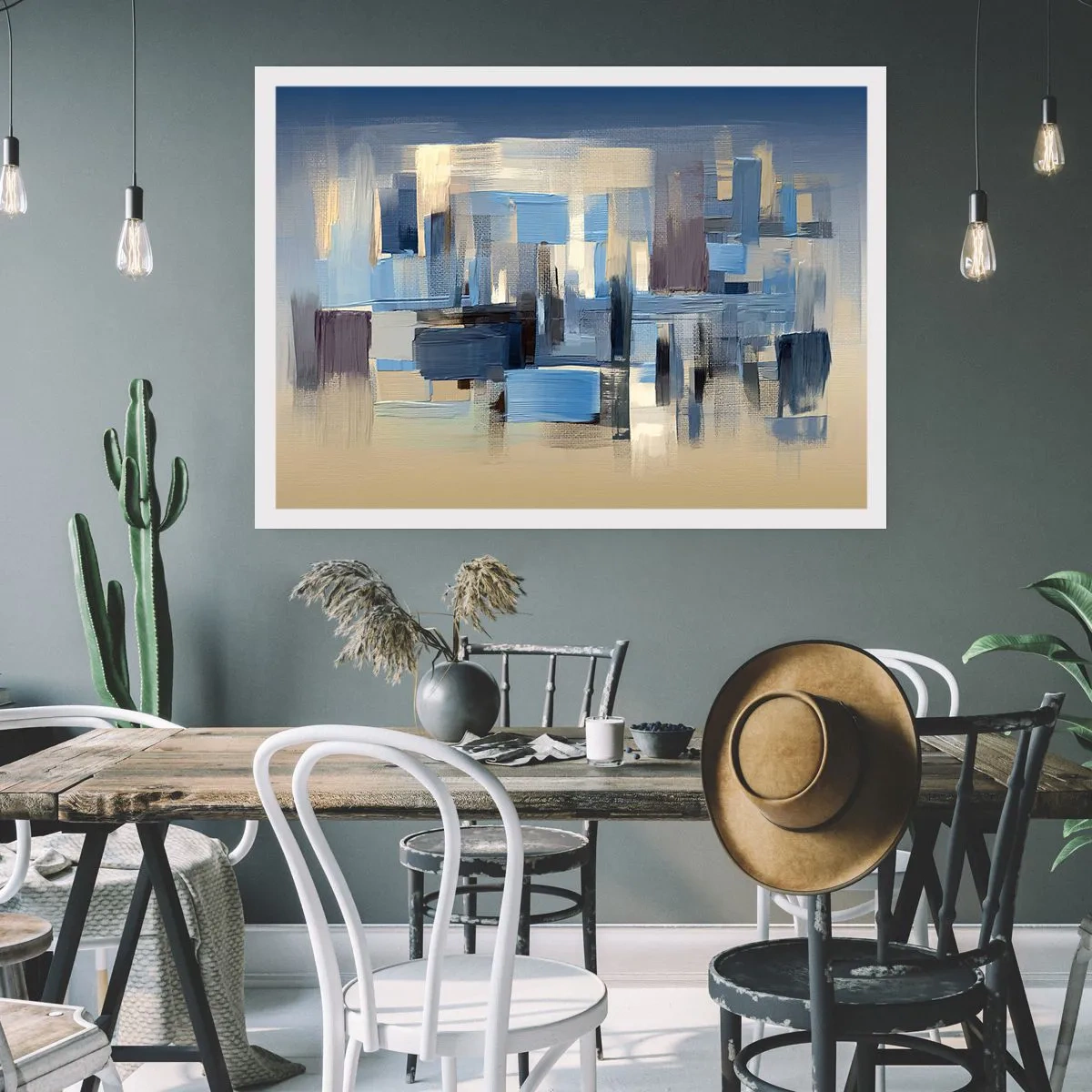 Affisch - Blå konstruktion - 100x70 cm