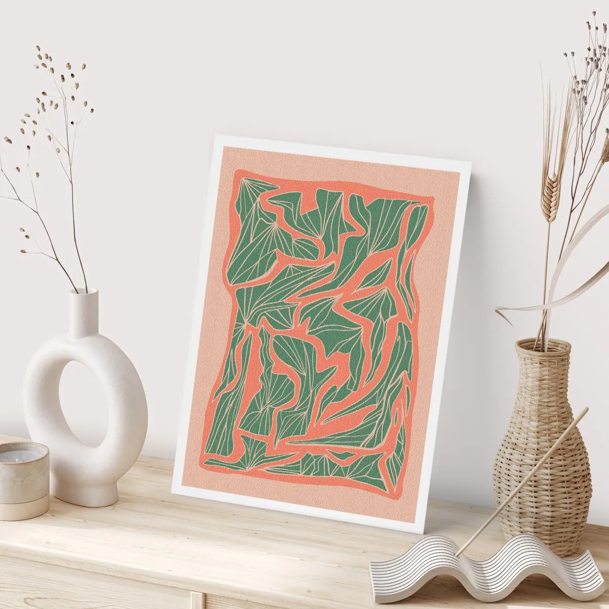 Affisch - En kamp mellan korall och grönt - 50x70 cm