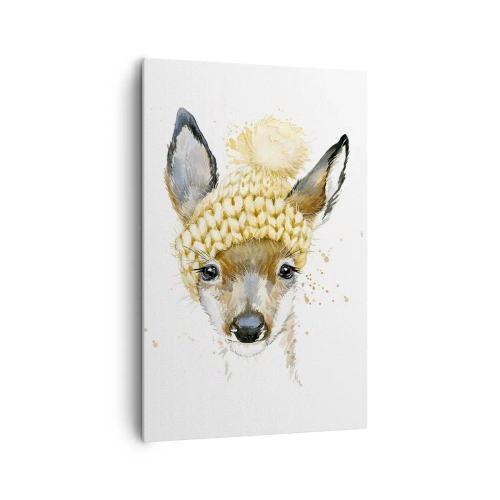 Canvastavla - Bild på duk - För vinter i insnöad skog - 80x120 cm