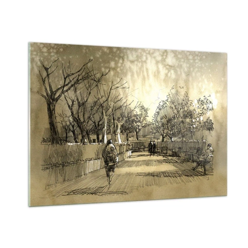 Glastavla - Bild på glas - En stund fångad med penna - 100x70 cm