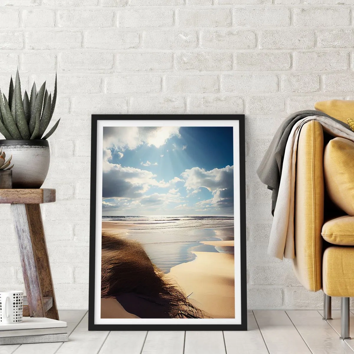 Affisch i svart ram - Strand, vild strand - 61x91 cm