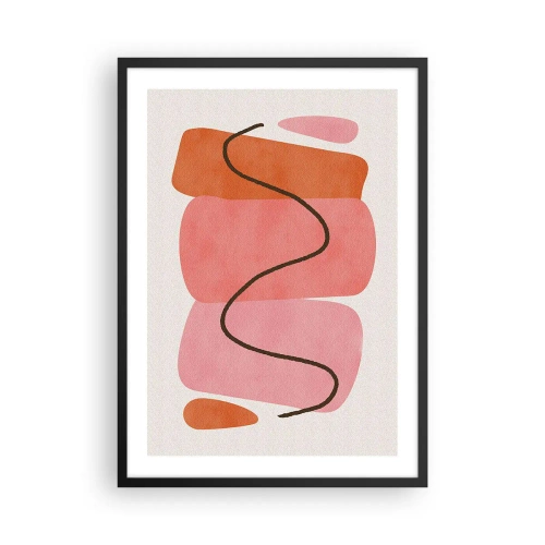 Affisch i svart ram - Abstrakt komposition av geometriska former - 50x70cm - Formernas mjuka rörelse - Modern väggdekoration för vardagsrum och sovrum ARTTOR