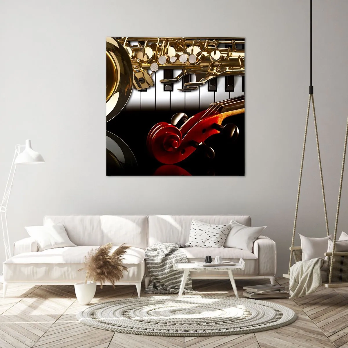 Canvastavla - Bild på duk - Plåt, trä och elfenben - 60x60 cm