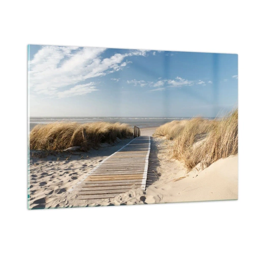 Glastavla - Bild på glas - Bortom sanddynan, i gräsets brus - 120x80 cm